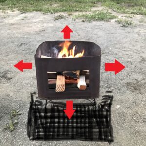 放射熱と地面の焦げ跡のイメージ