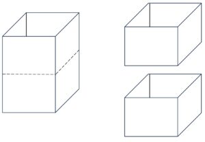 切り込み線と上下に切断後